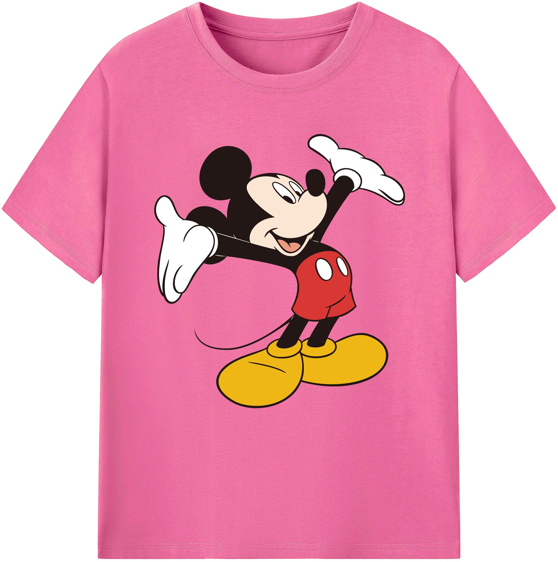 （画像用） ミッキーマウス Mickey Mouse レディースカジュアルプリントTシャツ（綿100％）
